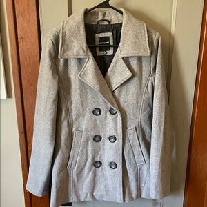 Women's Gray Double-Breasted Pea Coat